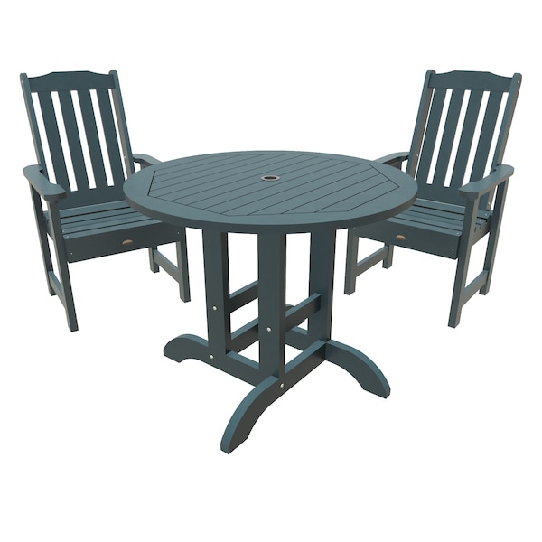 Highwood Usa Lehigh 3pc Round Outdoor Patio Furniture Dining Set AD-DNL36-NBE - main